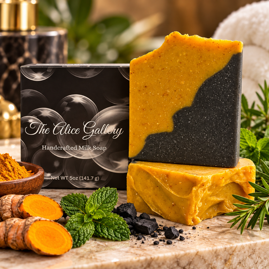 Turmeric & Activated Charcoal Tea tree Peppermint oil Handmade Soap